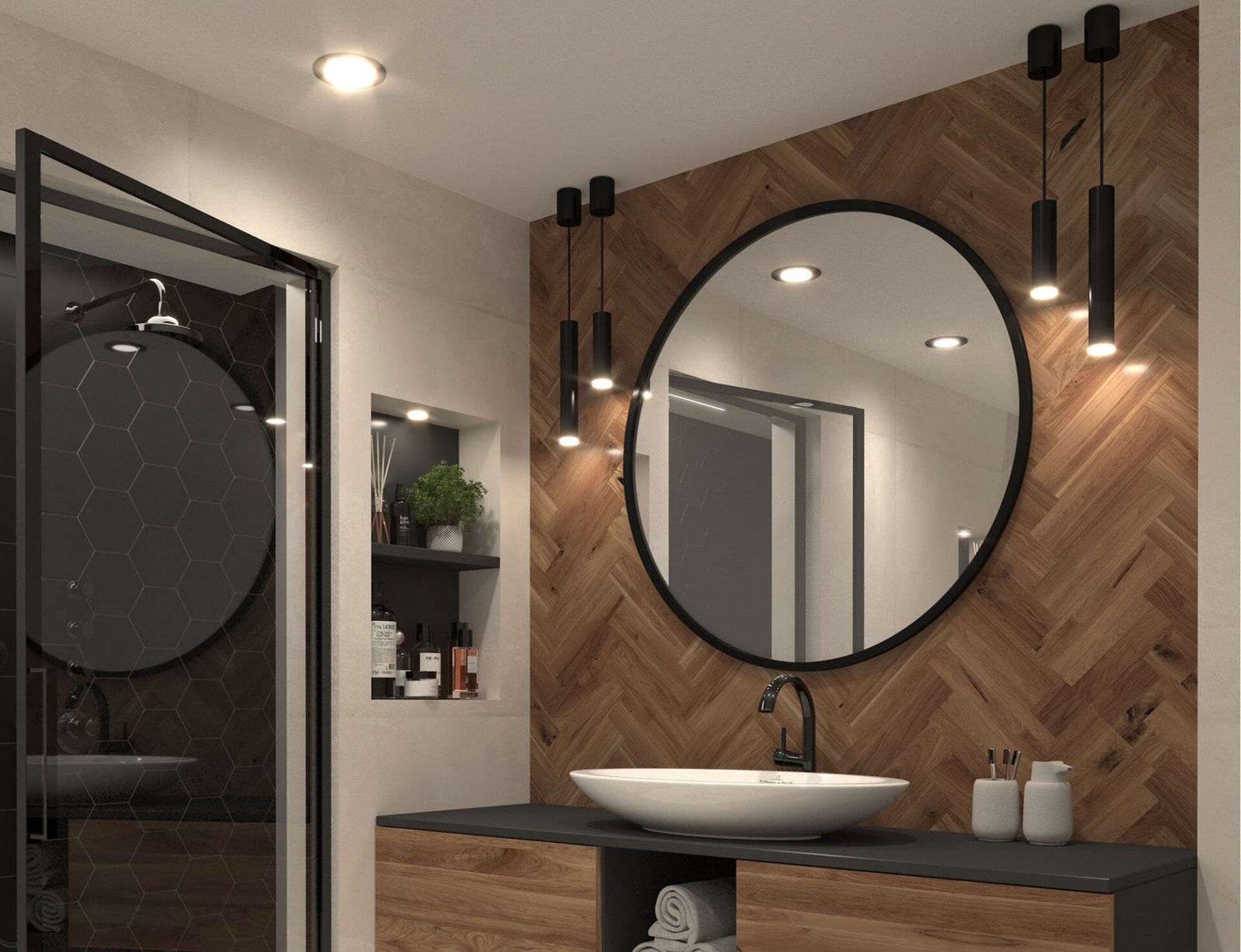 Grace round mirror, 100 cm, black - Image 2