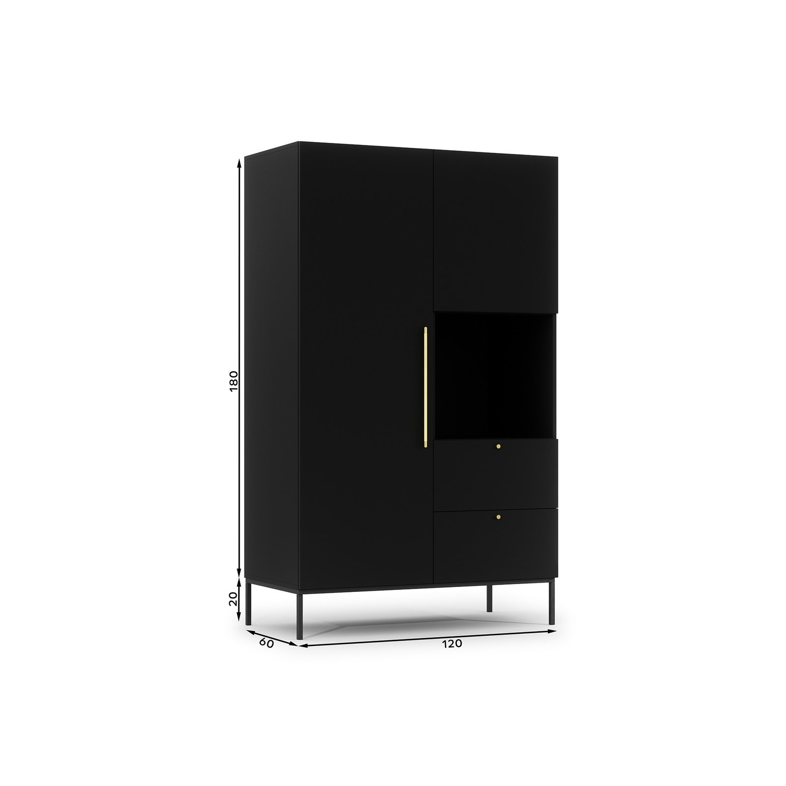 Lanzzi 120 wardrobe, matt black/matt black - Image 5
