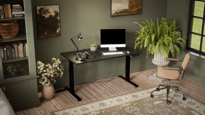 MOON LONG height-adjustable desk, black/San Sebastian