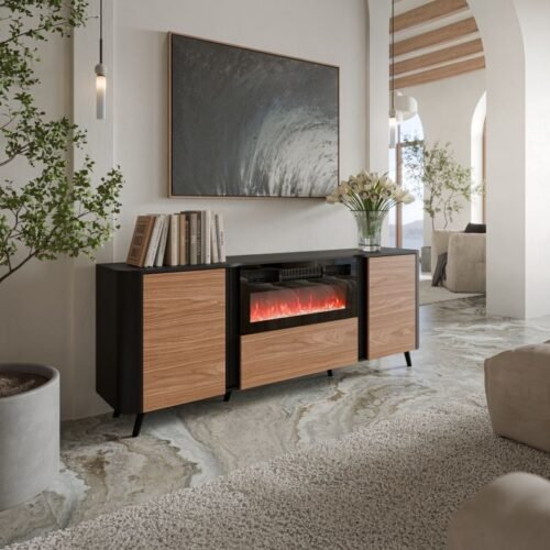 VOLARE chest of drawers 200 EF matte black/walnut color
