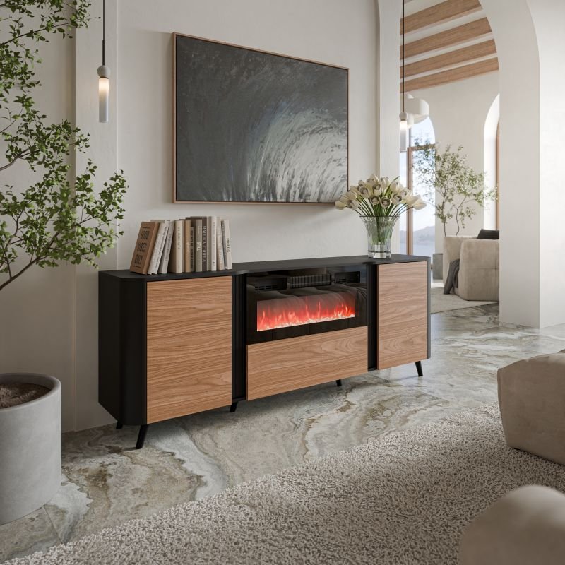 VOLARE chest of drawers 200 EF matte black/walnut color