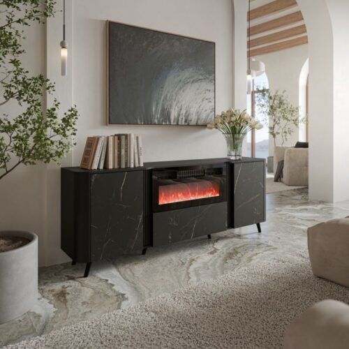 VOLARE chest of drawers, black matt/black San Sebastian
