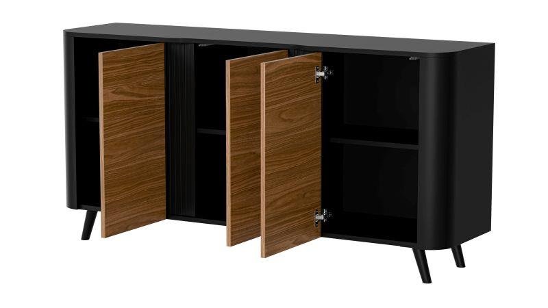 VOLARE chest of drawers 150 (3D) matte black/walnut color - Image 2