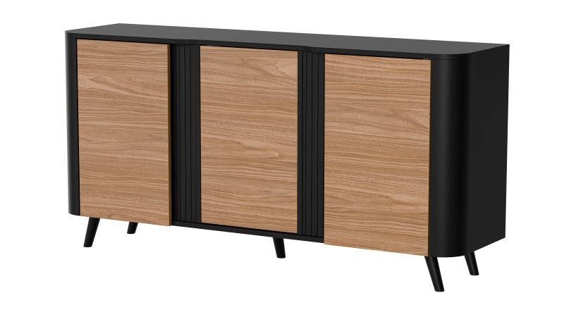 VOLARE chest of drawers 150 (3D) matte black/walnut color - Image 3
