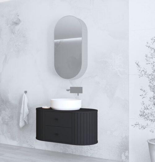 Sink cabinet, VENEZIA SU, black matt