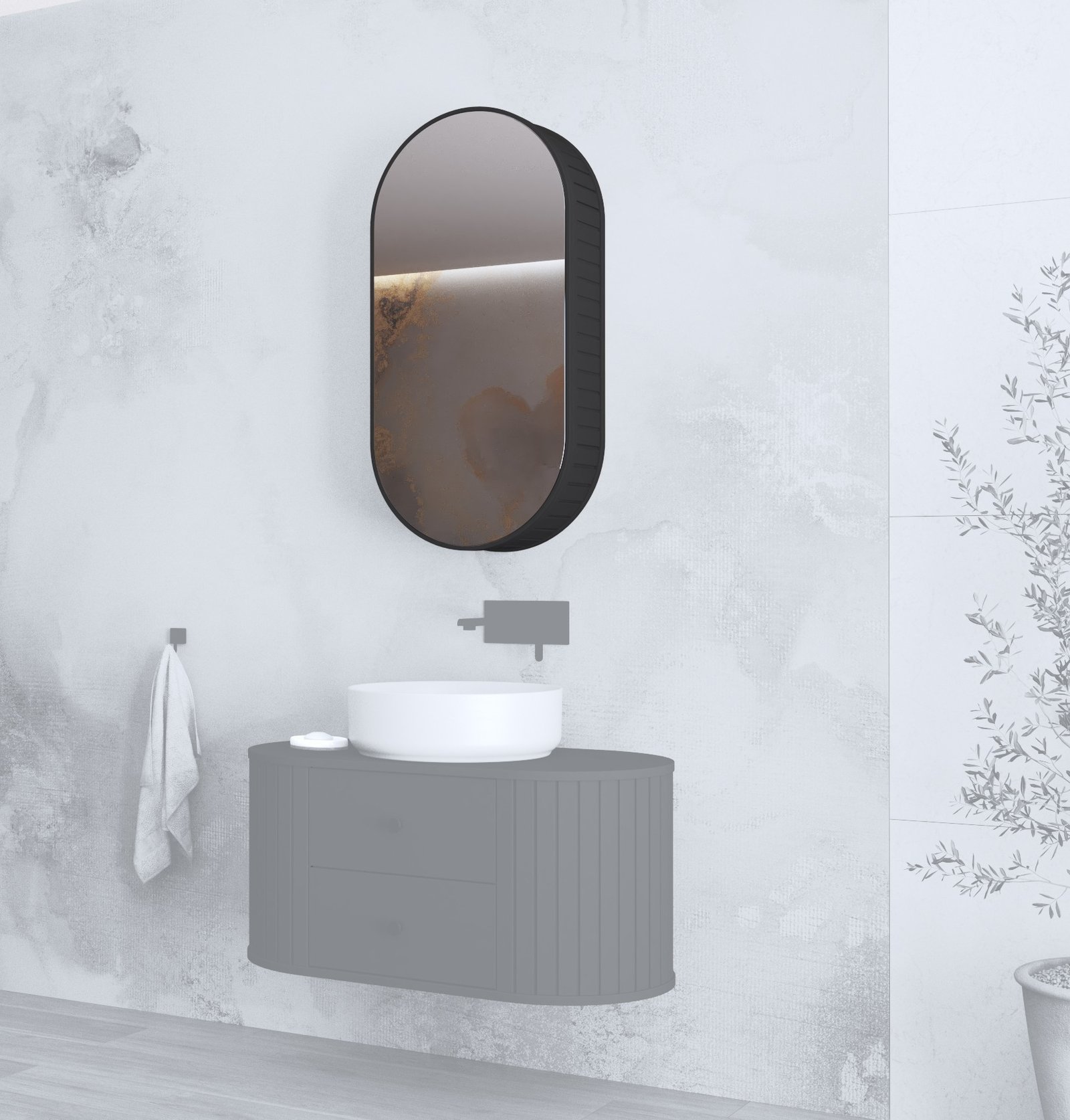 mirror cabinet, VENEZIA SLU, matte black