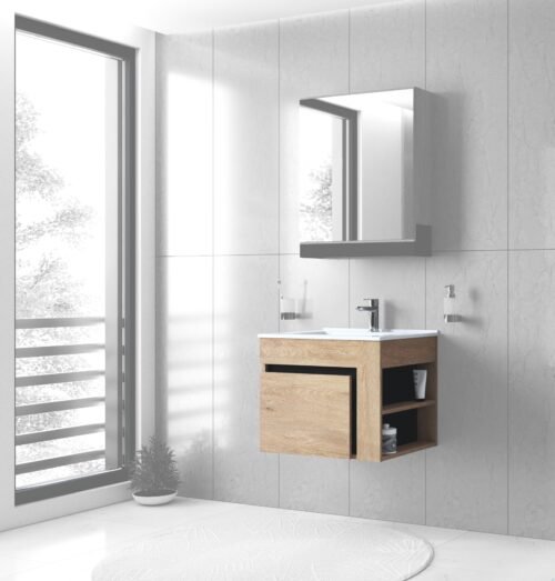 Sink cabinet, DUESA SU-60, golden oak / black