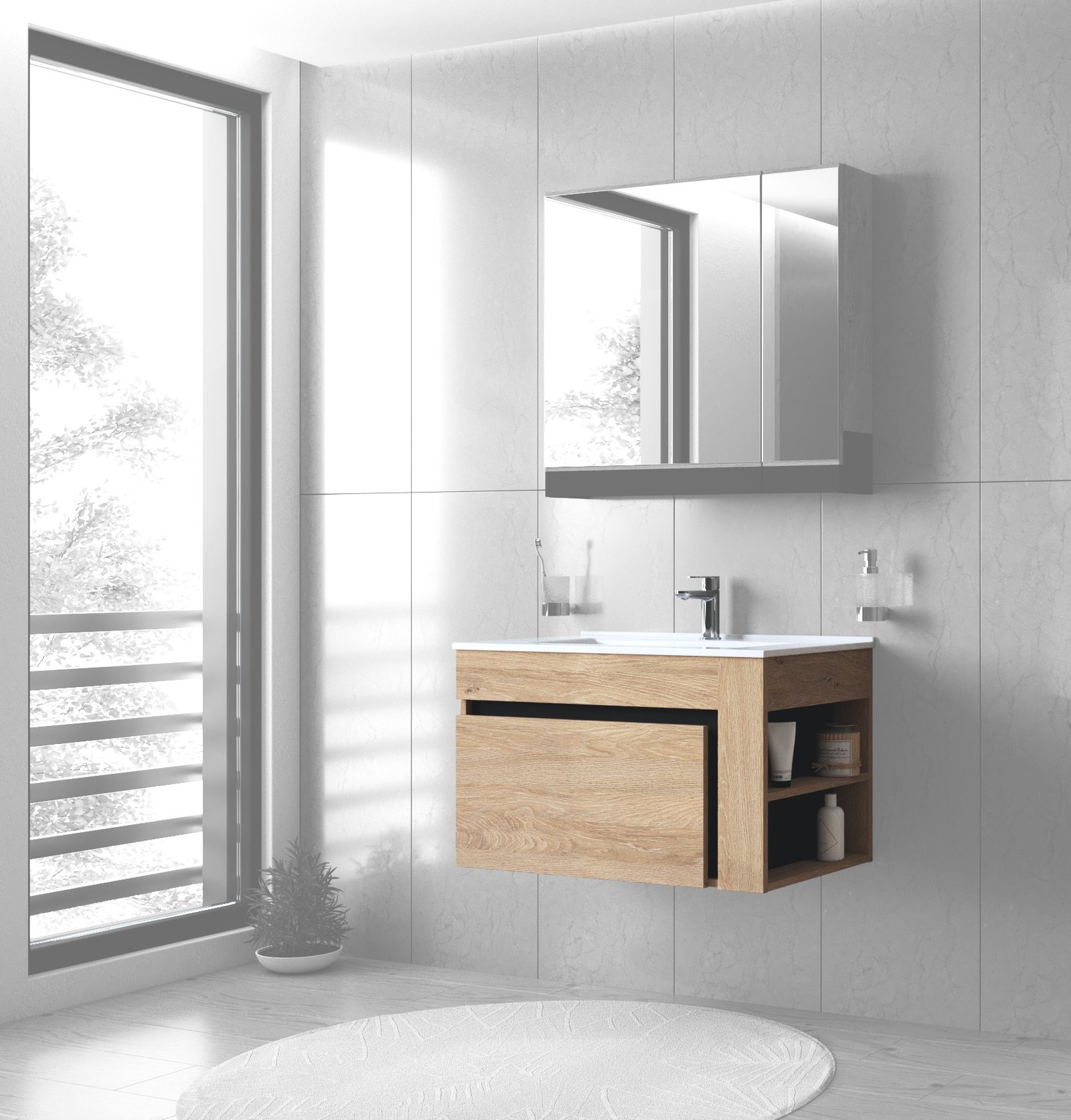 Sink cabinet, DUESA SU-80, golden oak / black