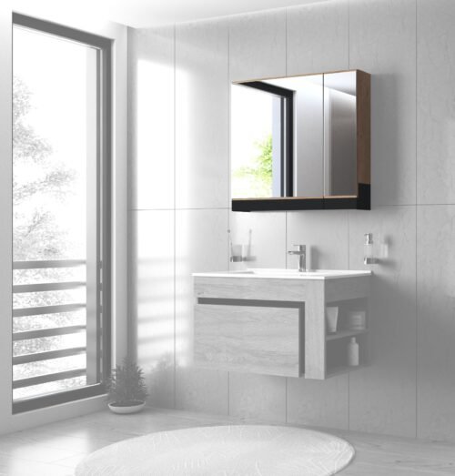 Mirror cabinet, DUESA SLU-80, golden oak / black
