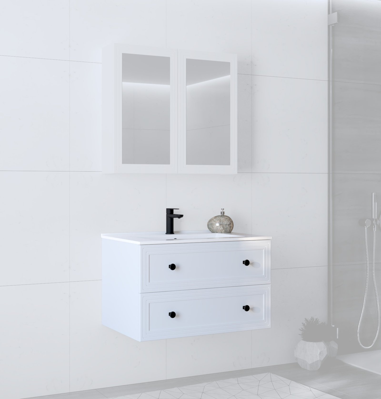 Sink cabinet, TORETO SU-80, white matt