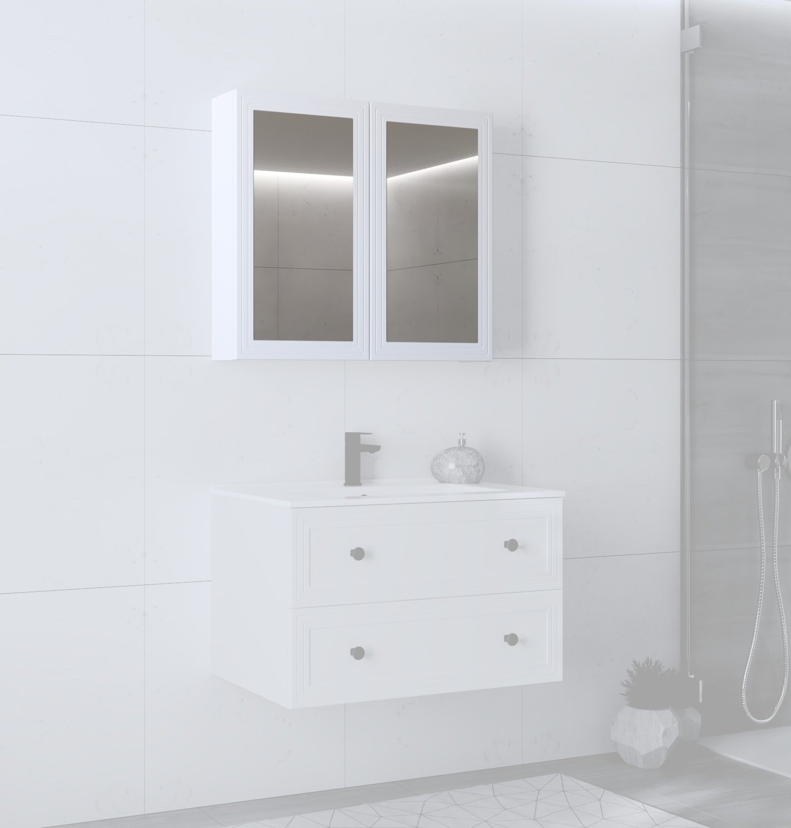 Mirror cabinet, TORETO SLU-80, white