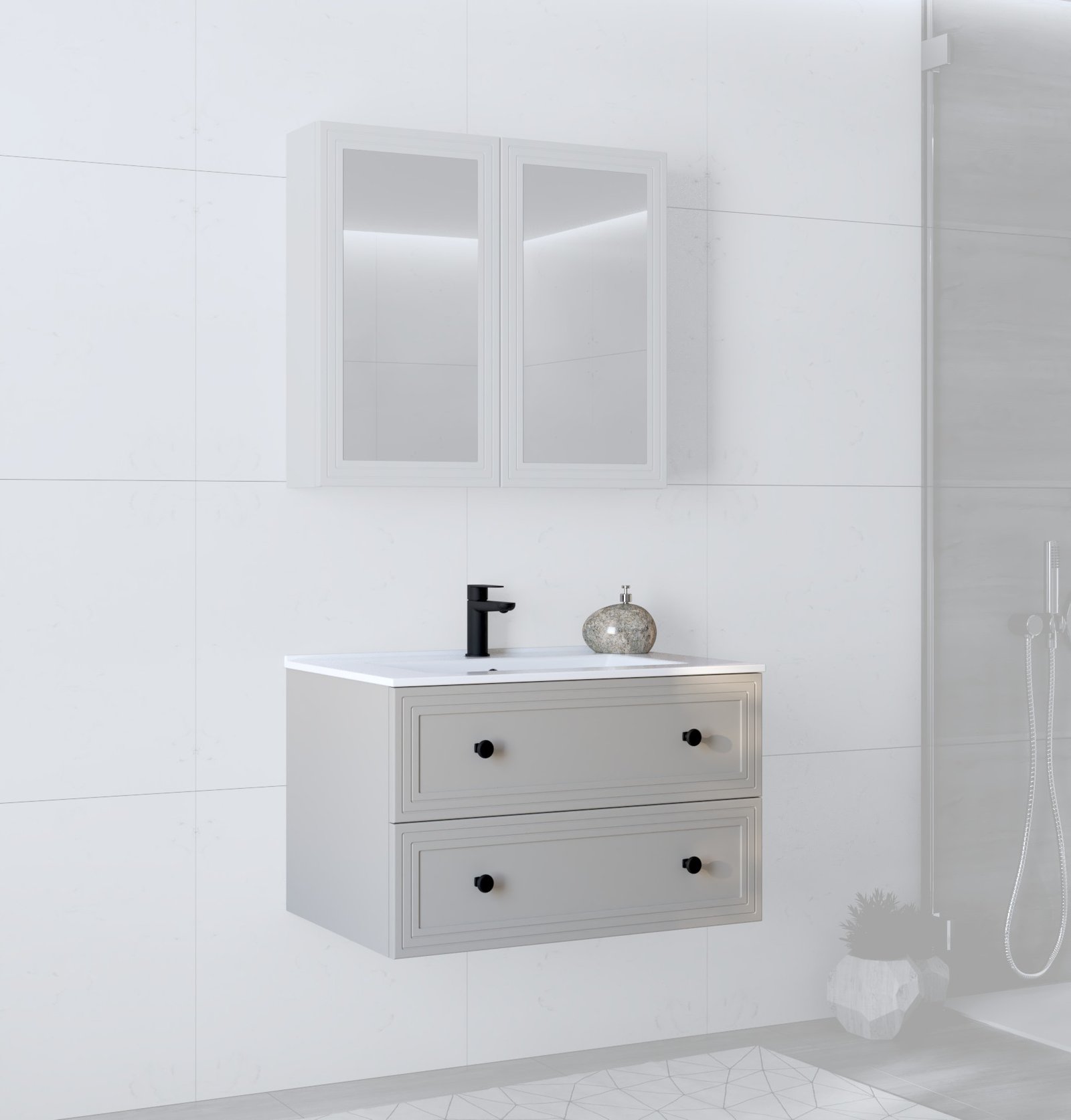 sink cabinet, TORETO SU-80, cashmere matte