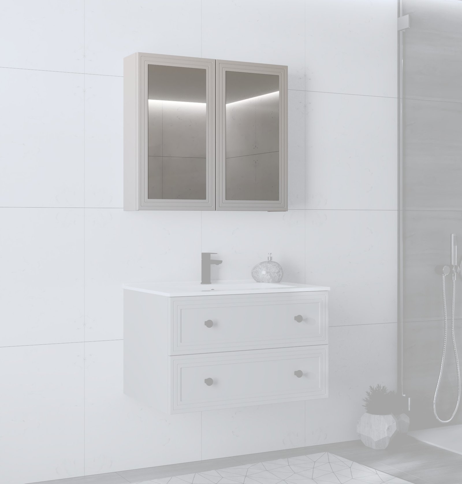 mirror cabinet, TORETO SLU-80, cashmere
