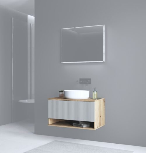 Sink cabinet, AVIOLA SU-80, artistic oak/cashmere matte color