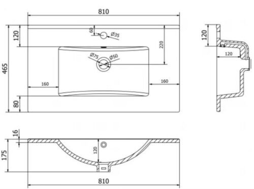 Sink, PRATO 80, white