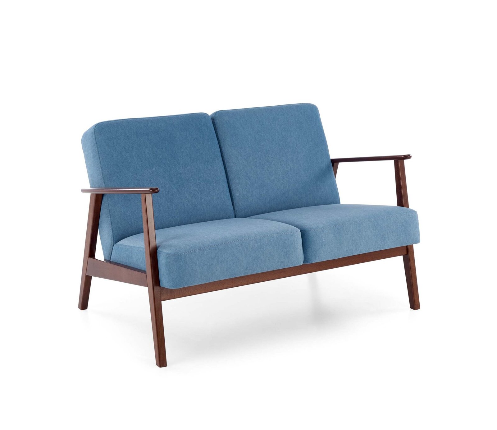 MILANO 2S sofa, blue CASTEL #74 / dark walnut