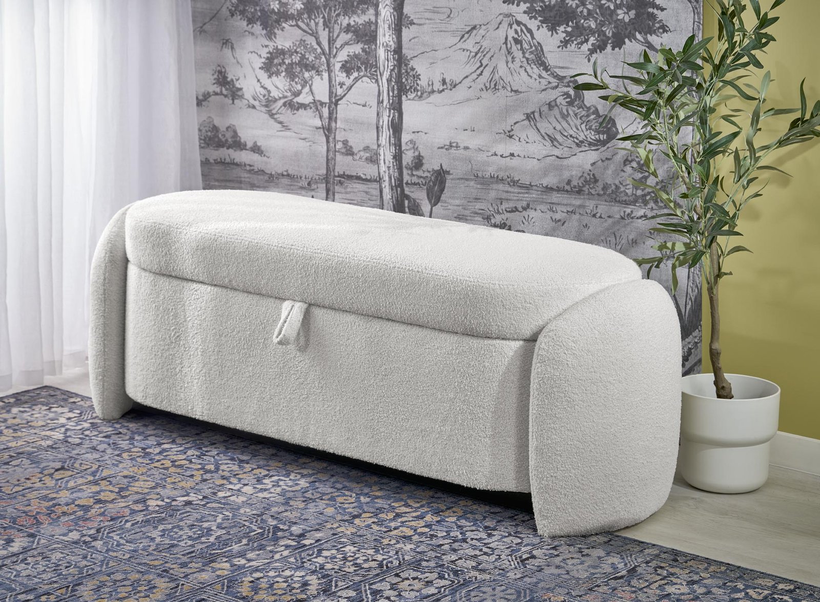 FICARIA bench with storage box, cream color