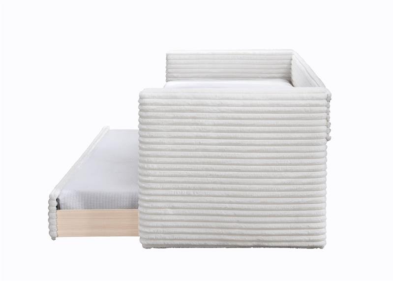 ALABAMA double bed with pull-out bottom mattress area, cream color - Image 2