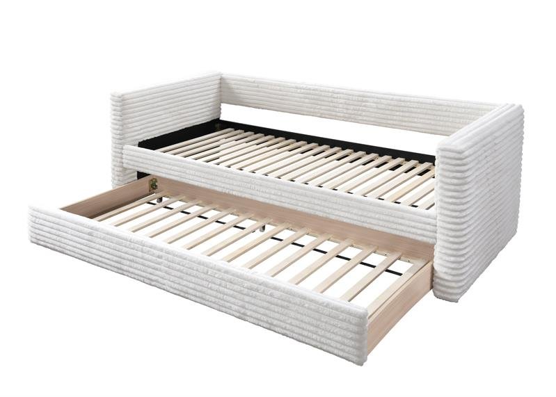 ALABAMA double bed with pull-out bottom mattress area, cream color - Image 4