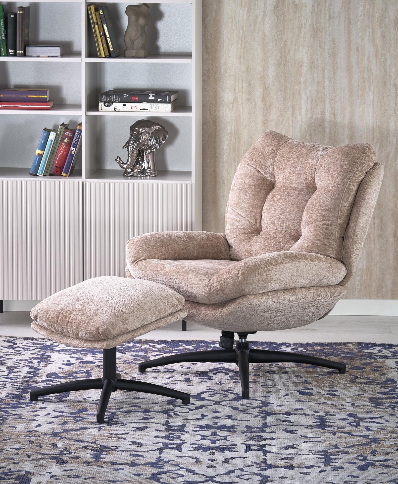 PESTO armchair with pouf/rocking function, color: beige