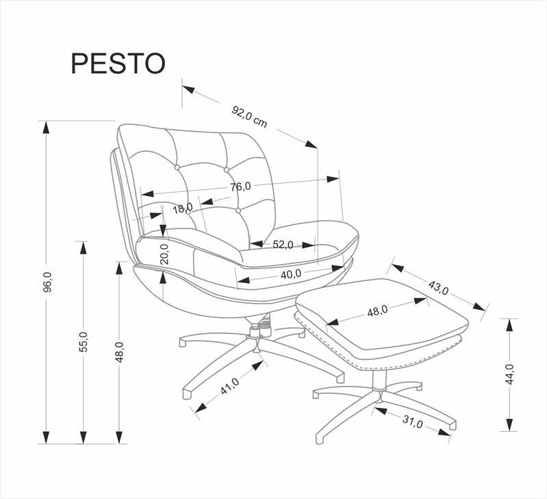 PESTO armchair with pouf/rocking function, color: beige - Image 3