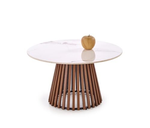 CARINA table beige marble / walnut