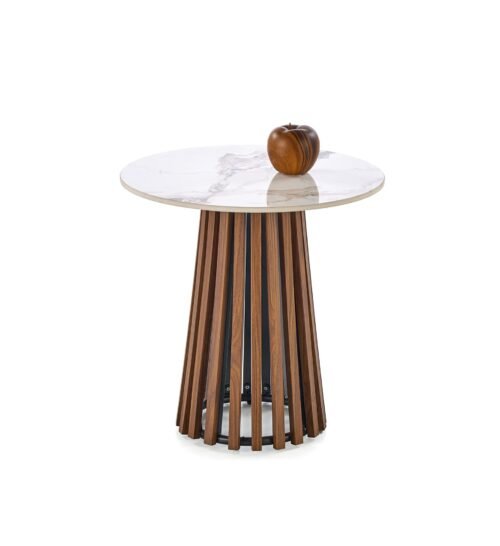 CARINA_S table beige marble / walnut