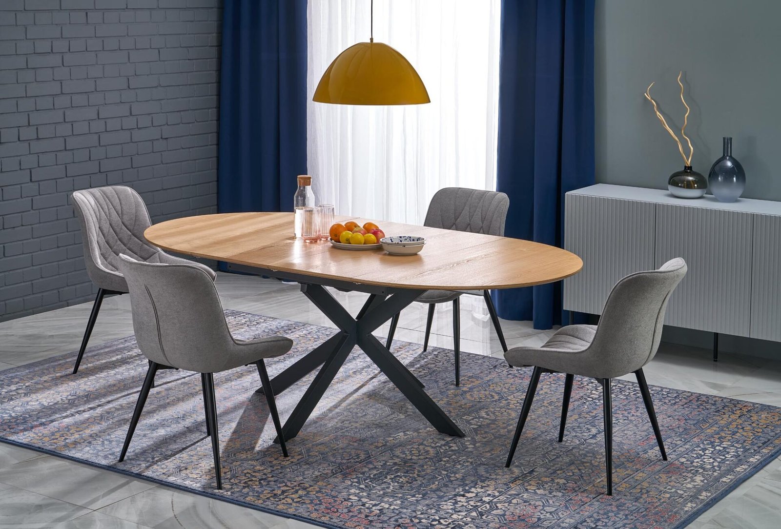 ACORD extendable table, natural/black