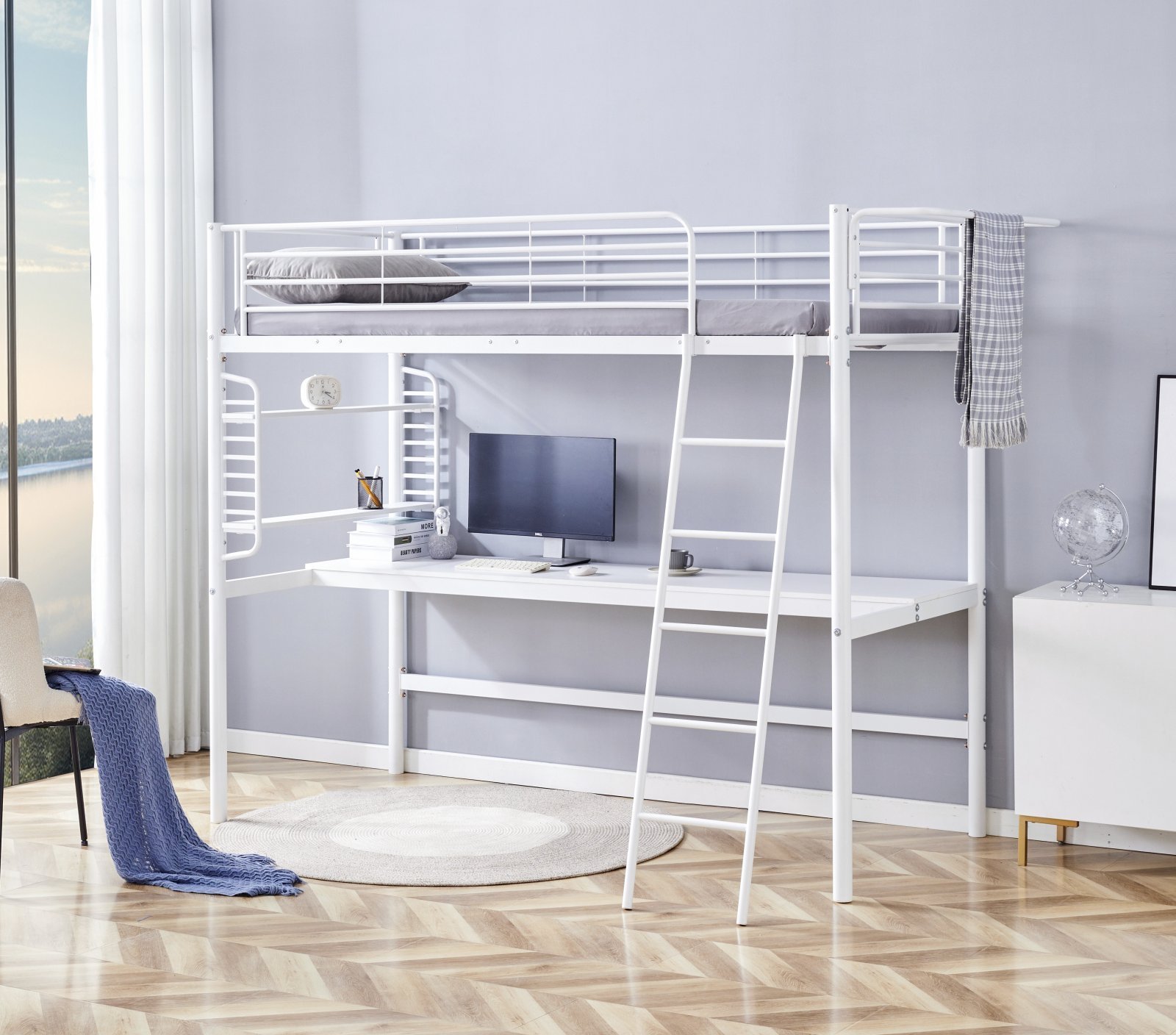 DOLCE bunk bed with table and organizer, white