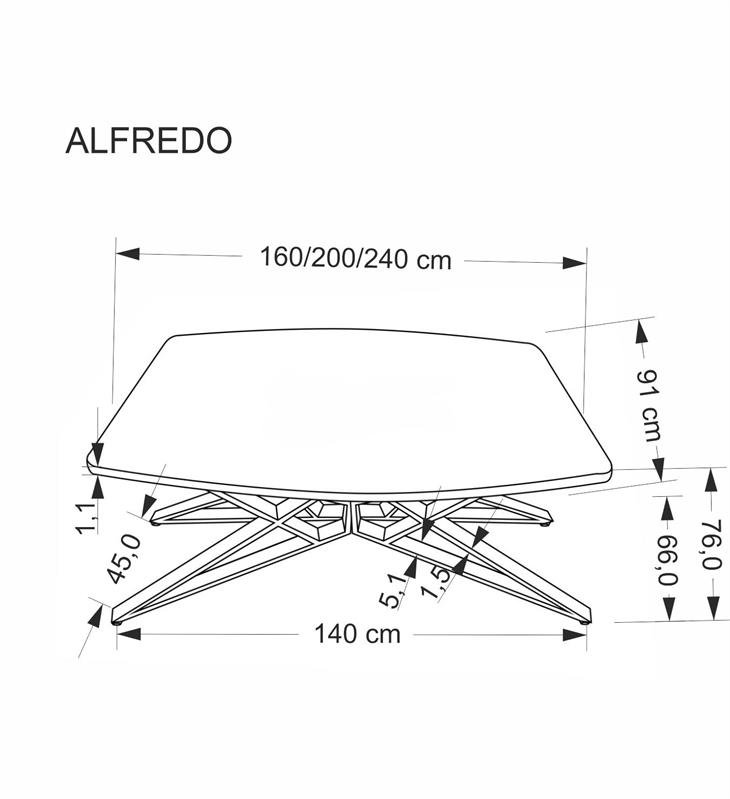 ALFREDO extendable table, white marble / black - Image 5