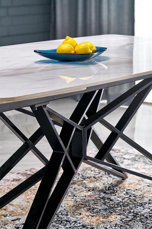 ALFREDO extendable table, white marble / black - Image 8