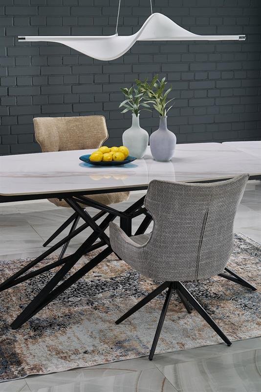 ALFREDO extendable table, white marble / black - Image 10