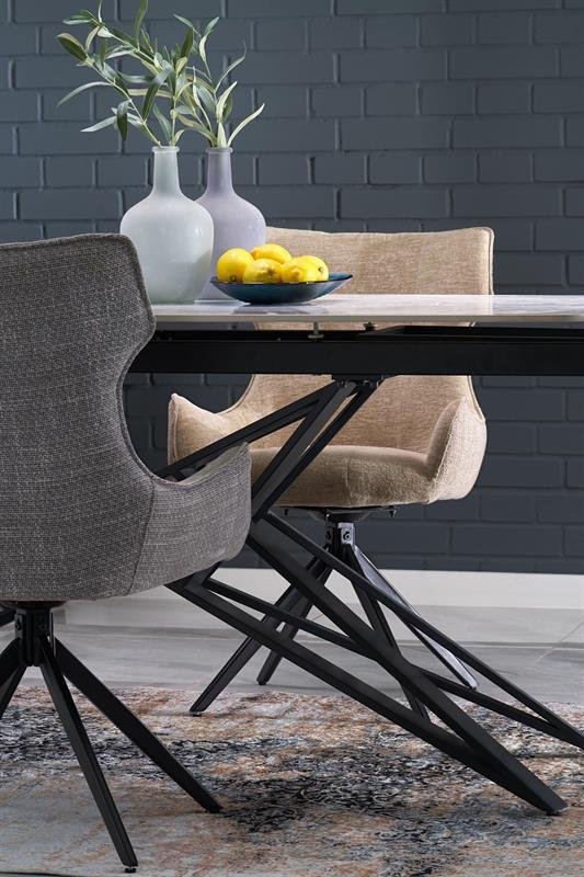 ALFREDO extendable table, white marble / black - Image 11