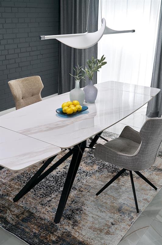 ALFREDO extendable table, white marble / black - Image 12