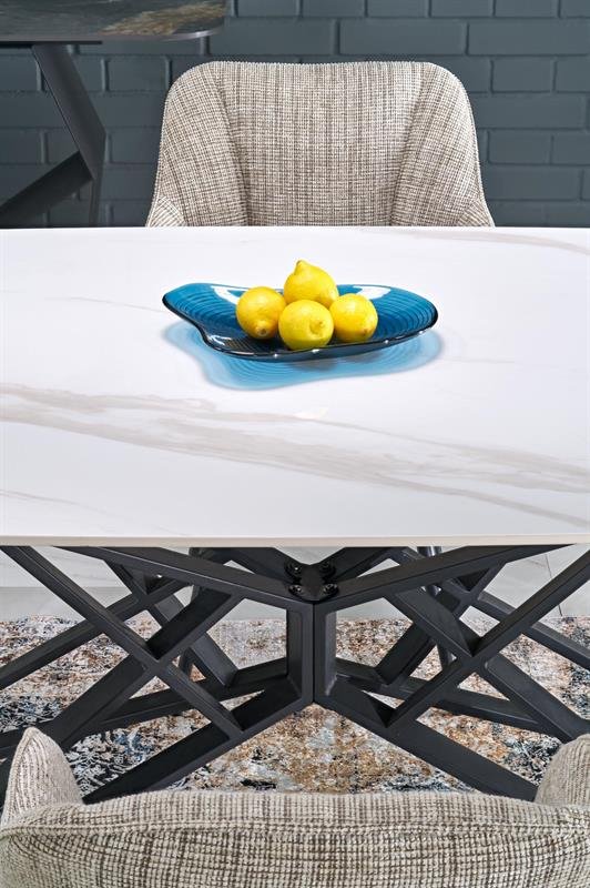 ALFREDO extendable table, white marble / black - Image 13