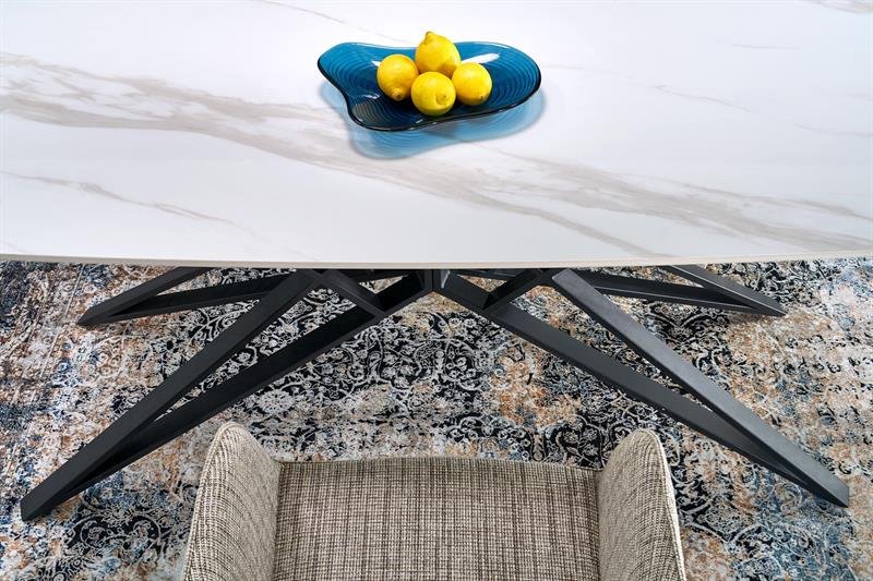 ALFREDO extendable table, white marble / black - Image 14