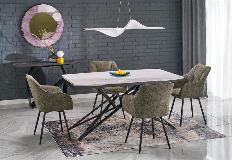 ALFREDO extendable table, white marble / black - Image 15