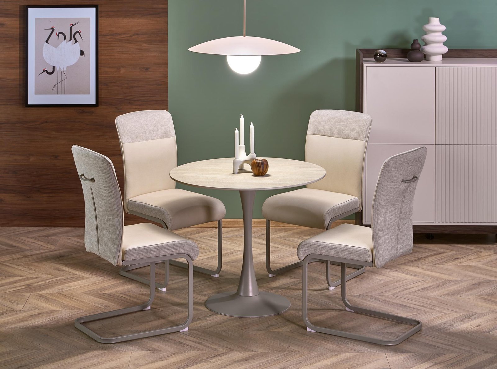 TOLIO round table, travertine/cashmere