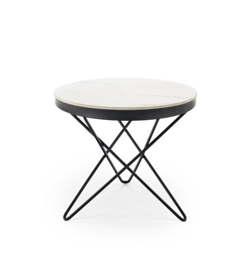 LEILA 2-table table, white marble / black