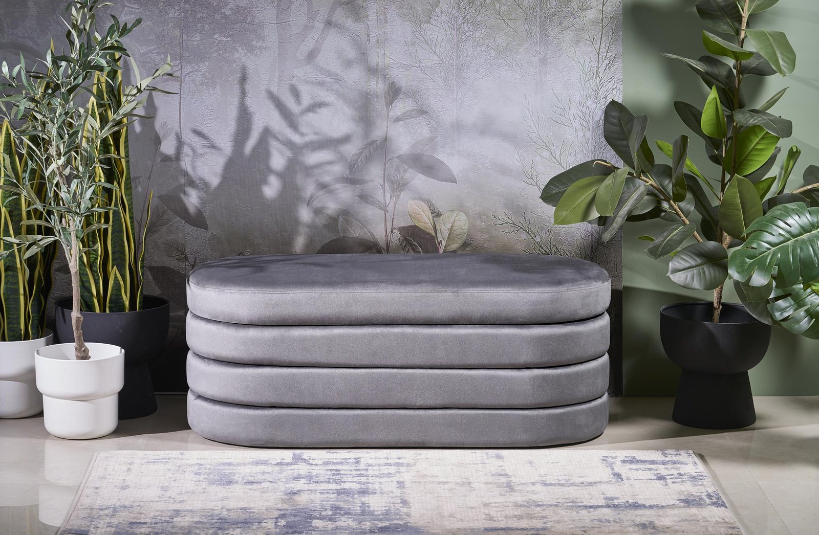 CALPI bench with storage box, gray