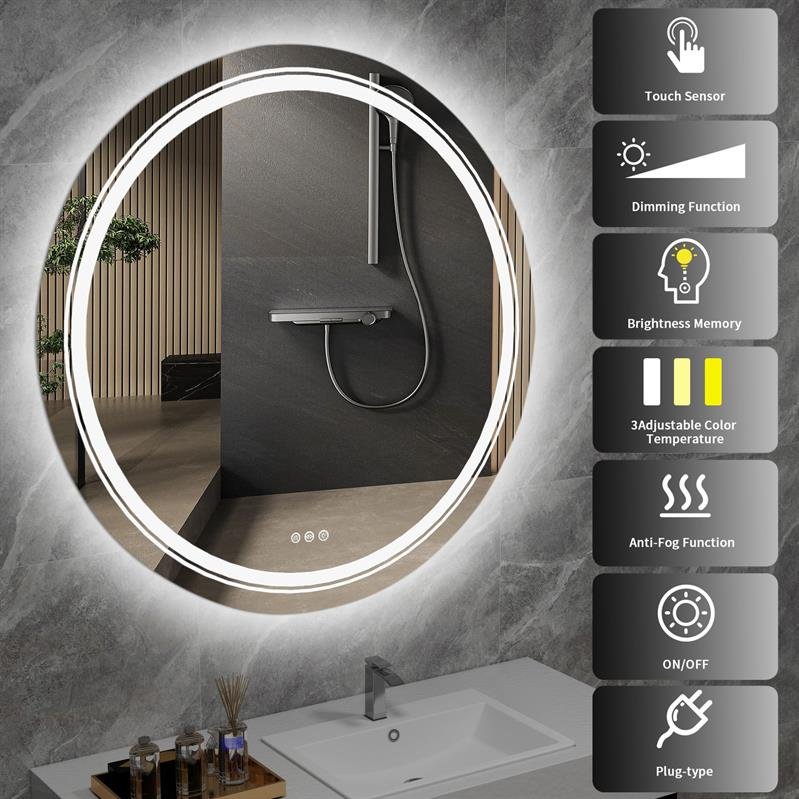 DOVER 60 bathroom wall mirror, silver - Image 5