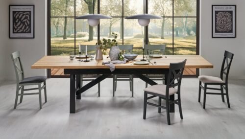 FIESTA extendable table, color: natural oak / black