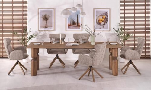 JAPANDI extendable table, color: light walnut / light walnut