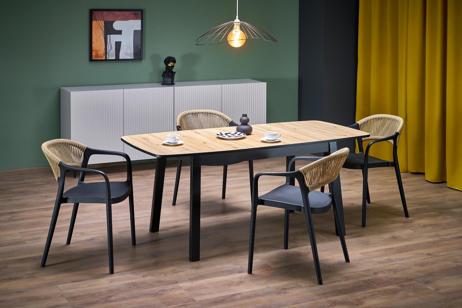 BARRIL extendable table, color: oak / black