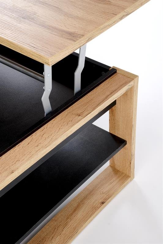 BETTY coffee table with liftable top, color: oak / black - Image 6