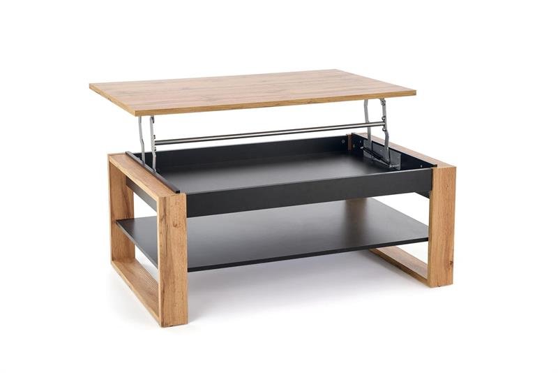 BETTY coffee table with liftable top, color: oak / black - Image 10