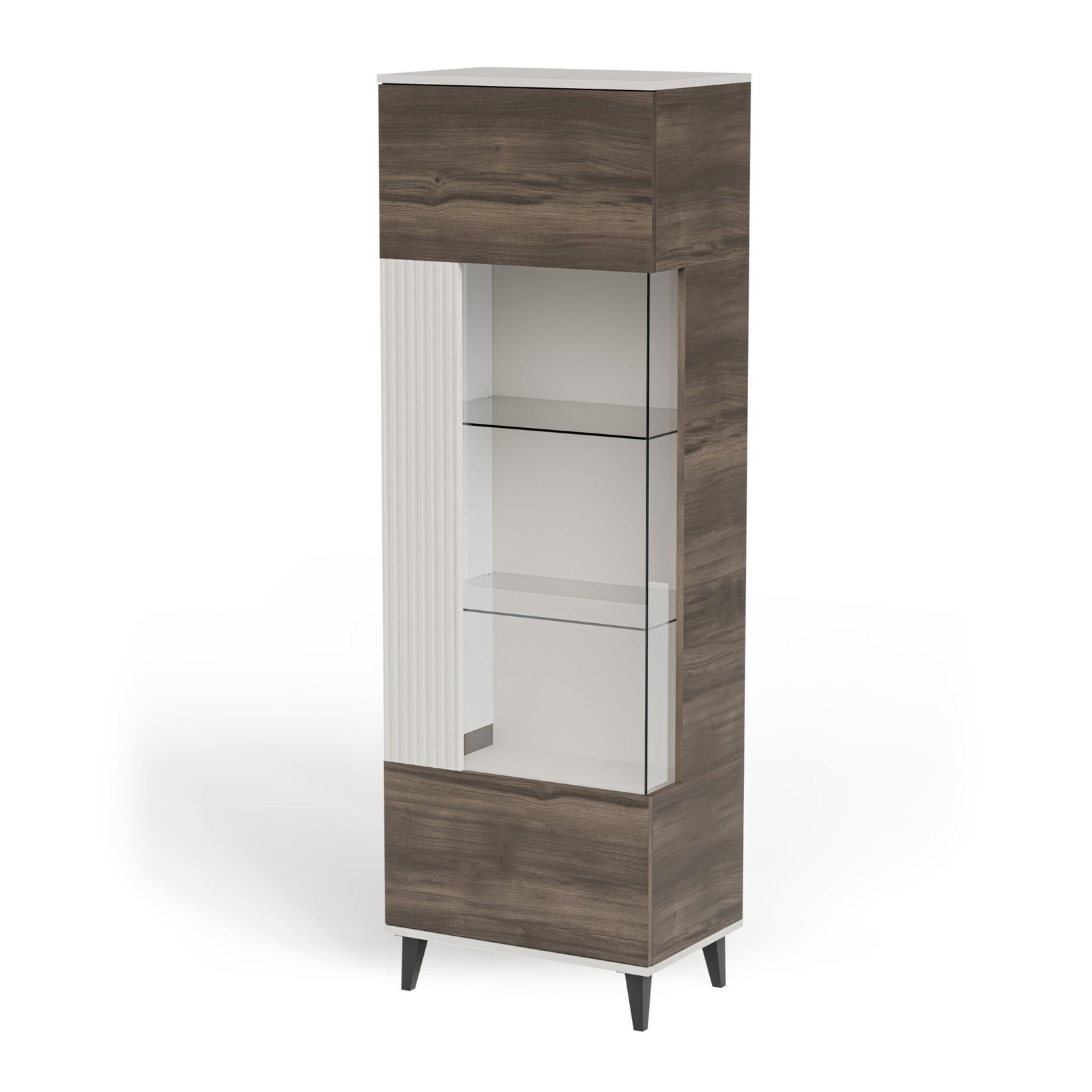 RANDOM 2 IN-1 display case, color: cashmere / walnut / black