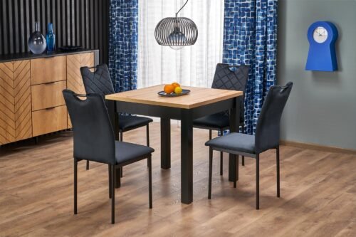 QUBIK extendable table, oak / black