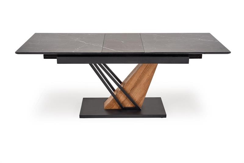 VOLANT 160 extendable table, table top - black marble, legs - golden oak / black - Image 2
