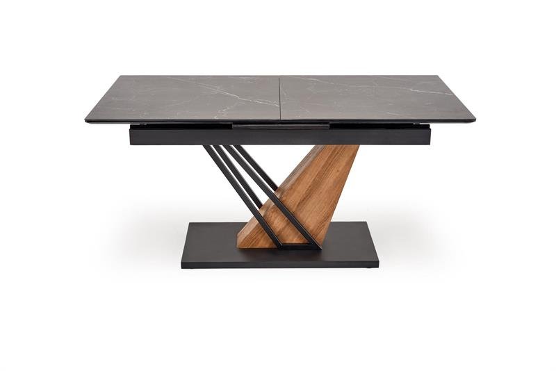 VOLANT 160 extendable table, table top - black marble, legs - golden oak / black - Image 5